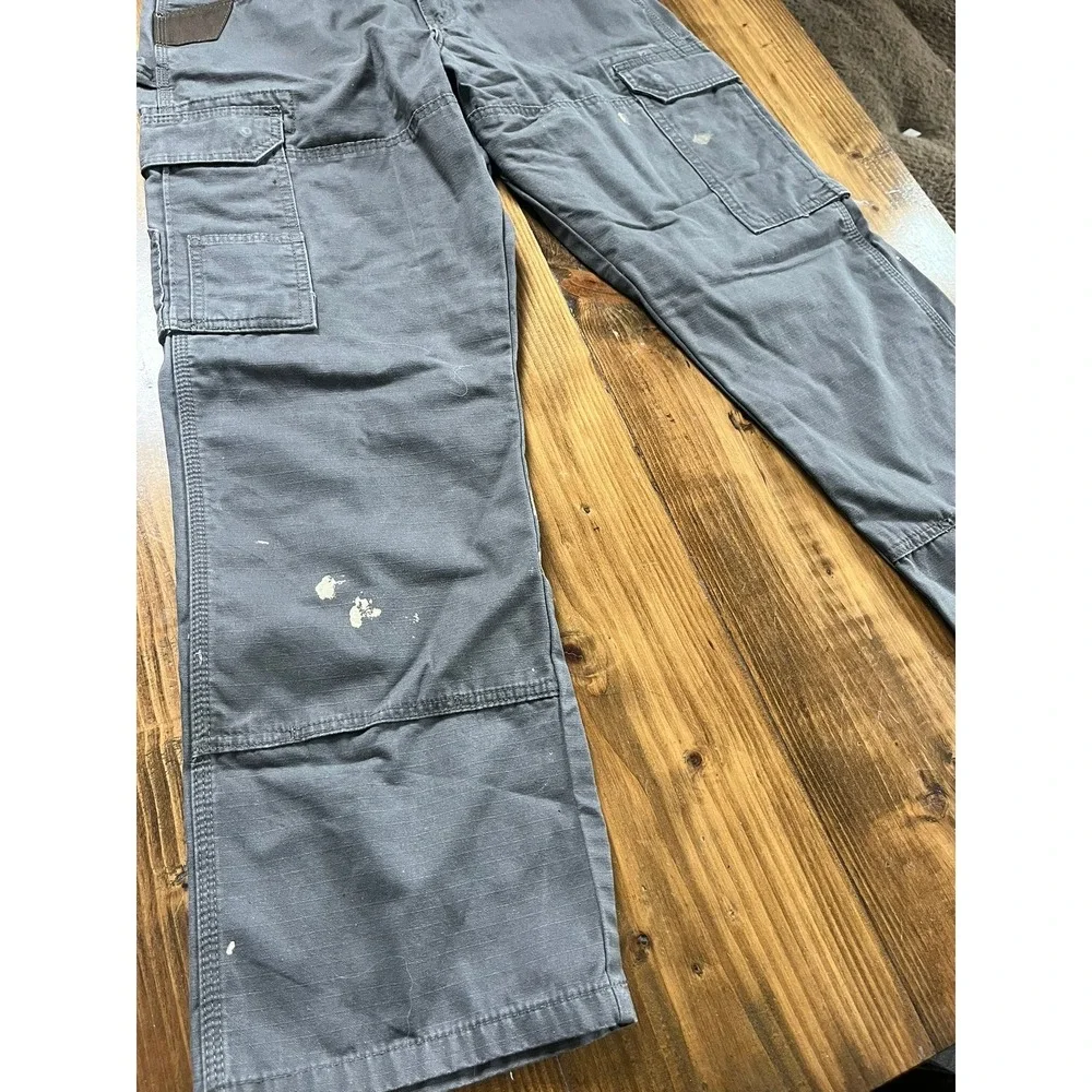 Wrangler Workwear Mens Grey Ripstop Cargo Pants 32x30 10WMWR1GR Paint Splatter